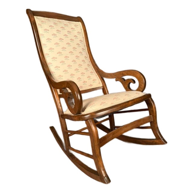 American Victorian Lincoln Rocking Chair in Walnut-Stained Birch With Goose-Neck Arms, Circa 1890 For Sale