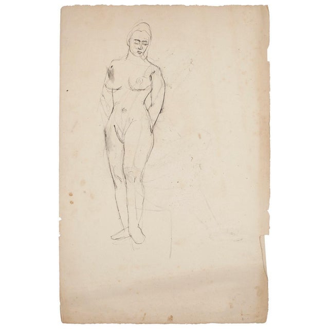 8 Original Nude Pen, Pencil and China Ink Drawings by French Master 20th Century Mid 20th Century For Sale - Image 6 of 11