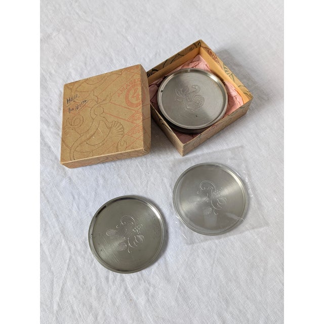 Silver Engraved Pewter Glass Coasters by Just Andersen, 1930s, Set of 12 For Sale - Image 8 of 16