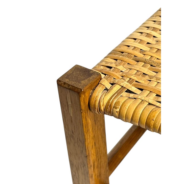 Antique English Country House Woven Reed and Pine Stool For Sale - Image 11 of 17