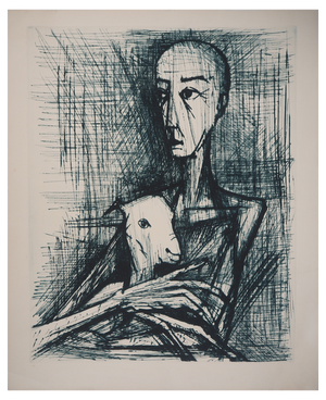 Bernard Buffet, Apocalypse, Saint Jean in Lamb, 1961, Original Engraving