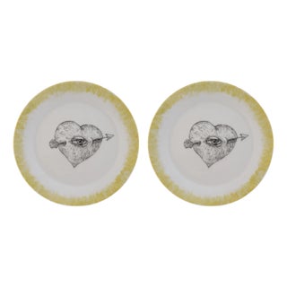 Pierced Heart Dessert Plates by Lithian Ricci, Set of 2 For Sale