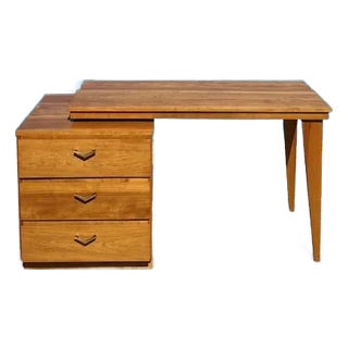1950s Atomic Swivel Desk in Pine/Maple For Sale