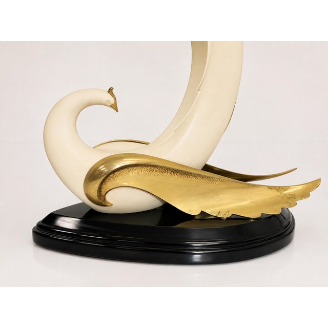 1980s San Sen, Brass & Glass Swan Console Table for Art House Jofral Spain, Labeled For Sale - Image 14 of 18