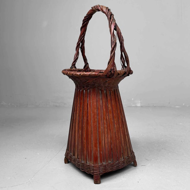 Handwoven Ikebana Flower Basket, 1950s For Sale - Image 13 of 13