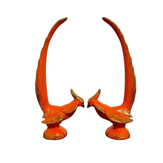 California Pottery Mid 20th Century California Originals Pottery Drip Glaze Phoenix Bird Pair For Sale - Image 4 of 8