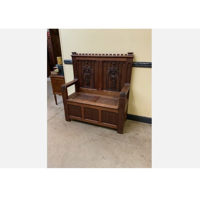 Antique Neo-Gothic Chests Bench, 1880 For Sale - Image 3 of 8