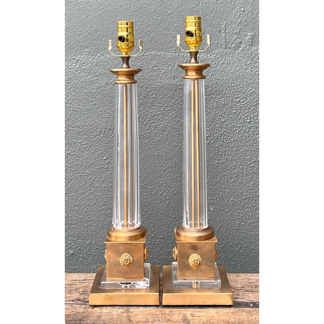 Vintage Neoclassical Glass Lamps - A Pair For Sale - Image 10 of 12