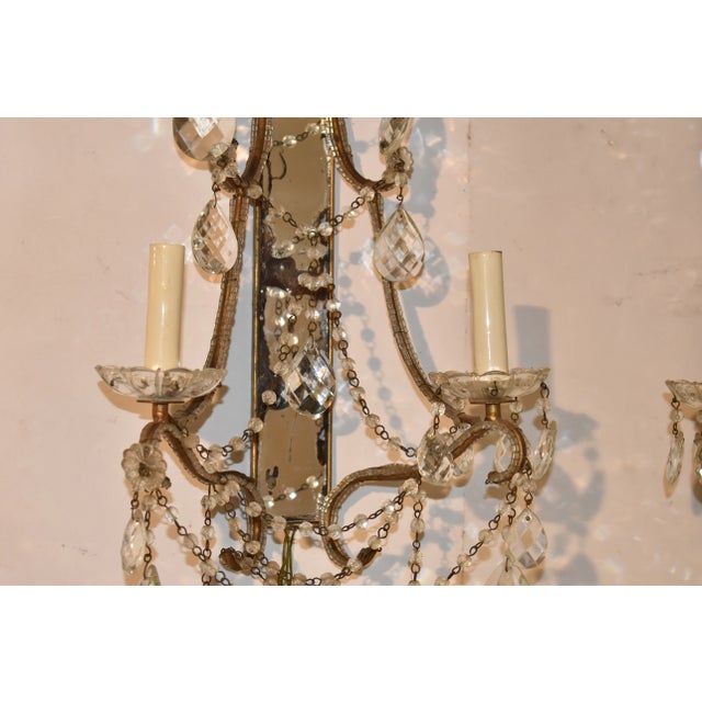 Baroque Pair of Italian Mirrored Wall Sconces, Circa 1960's For Sale - Image 3 of 12