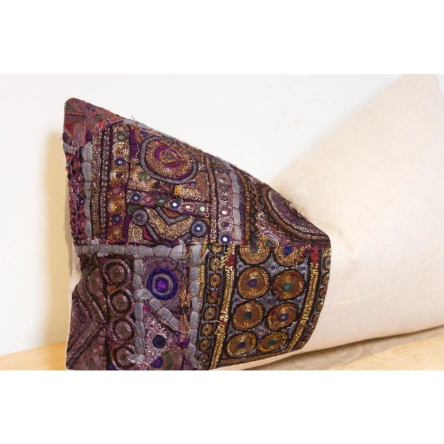 Indian Antha Antique Tapestry Linen Pillow For Sale - Image 3 of 7