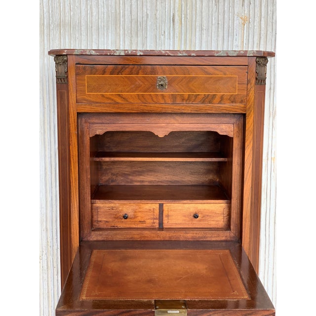 20th Century French Drop-Front Oak Secretary Desk or Abattant For Sale - Image 11 of 18