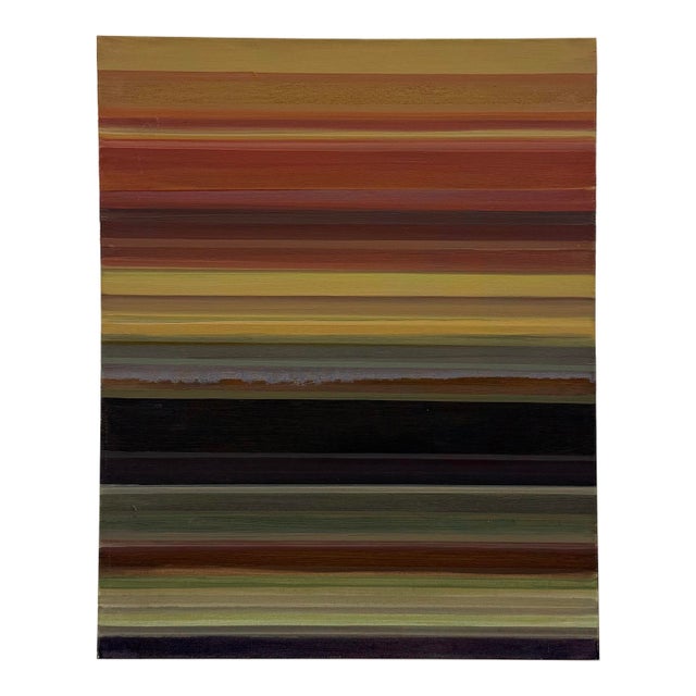 Contemporary Signed Striped Abstract Painting on Canvas For Sale