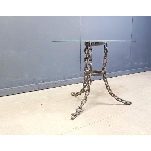 Brutalist Chain Link Coffee Table with Glass, 1970s For Sale - Image 4 of 11