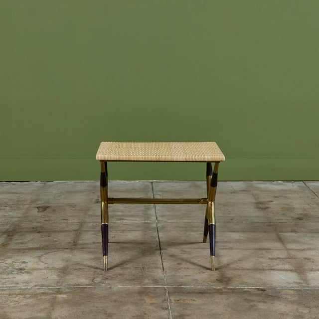 Mid-Century Modern Italian Cane Top Side Table For Sale - Image 3 of 12