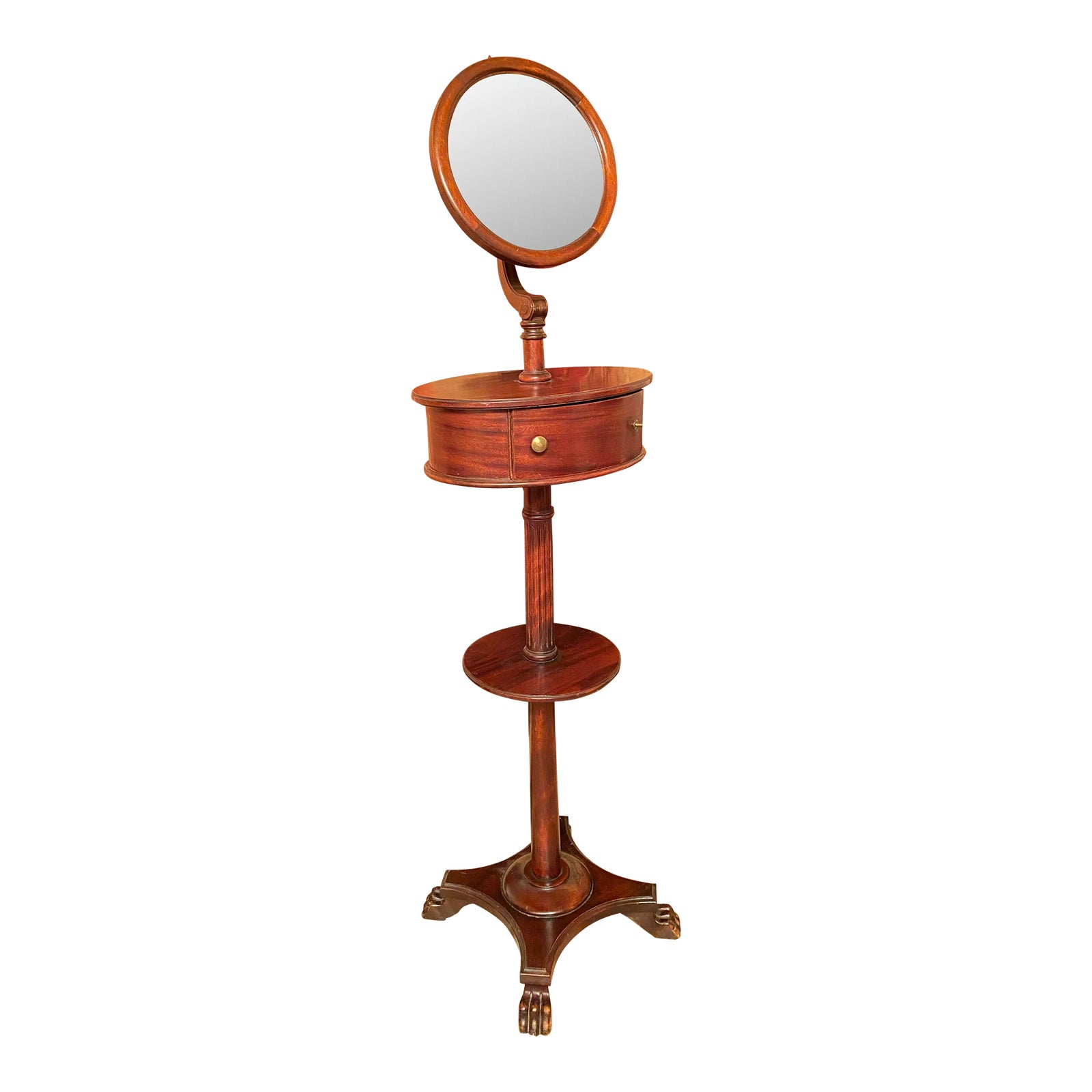 1950s Vintage Shaving Mirror Stand Mahogany With Swivel Mirror, Two