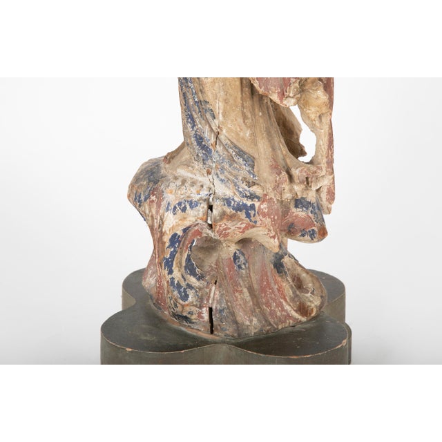 Chinese Carved and Painted Wood Sculpture of Guanyin For Sale - Image 10 of 12