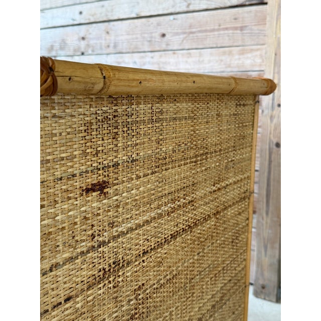 Contemporary Vintage Coastal Organic Modern Rattan Floating Writing Desk For Sale - Image 3 of 12