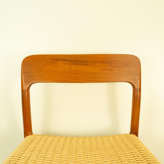 Mid-Century Modern Dining Chair Model 75 in Teak and Paper Cord by Niels Otto Möller, 1960s For Sale - Image 3 of 16