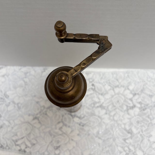 1980s Vintage Aged Tall Brass Spice or Pepper Mill Grinder For Sale - Image 5 of 9