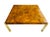 Maison Jansen Vintage 1970s Burl Wood & Brass Coffee Table | Hollywood Regency Milo Baughman Style | Parquet Burl Cocktail Table For Sale - Image 4 of 16