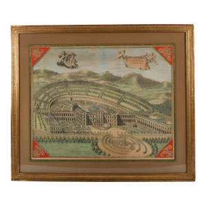 Framed Antique Engraving of Villa Della Regina