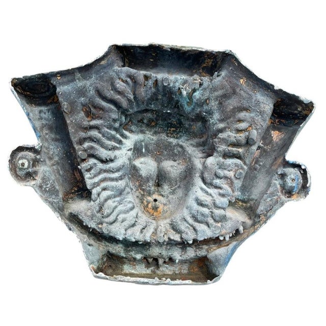 Vintage Classical Bronze & Polychrome Water Fountain Mask For Sale In West Palm - Image 6 of 12