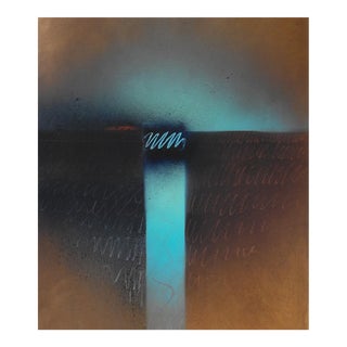 1970s Turquoise and Rust Abstract Painting For Sale