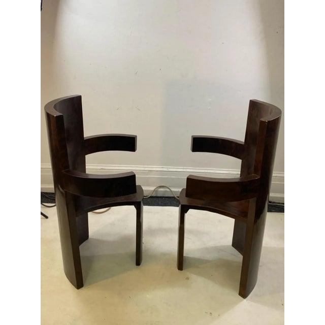 Art Deco 1970s Modernist Art Deco Revival Burlwood Dining Chairs - Set of 6 For Sale - Image 3 of 10