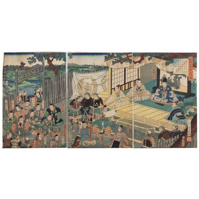 Utagawa Kuniyoshi, Gathering Scene, Woodcut, 1860s For Sale - Image 7 of 7