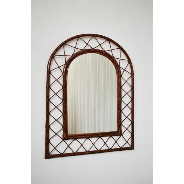 Arched Rattan Mirror, 1970s For Sale - Image 6 of 6