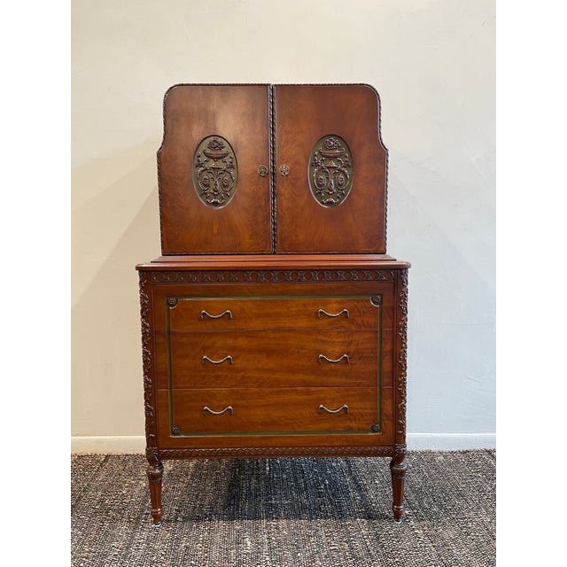Vintage 1930s Cabinet With Green and Brass Accents - Art Deco/French For Sale - Image 10 of 10
