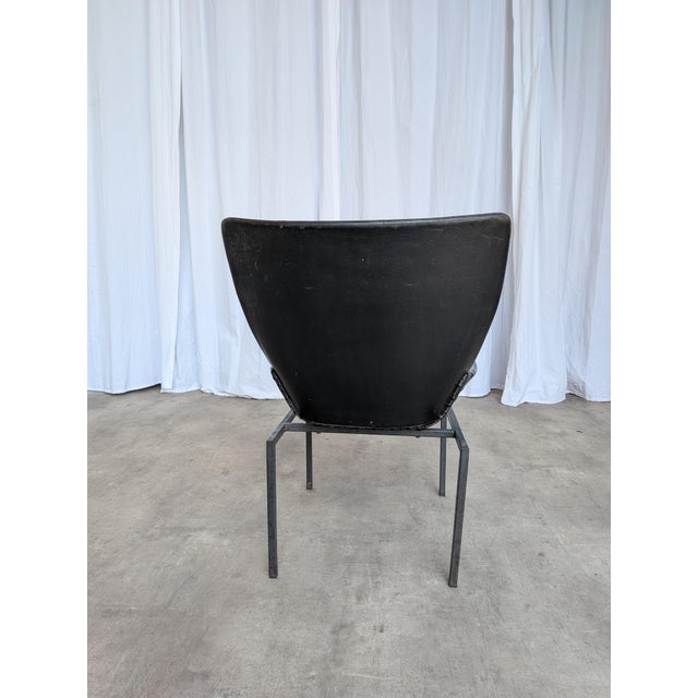 1970s Vintage Lupina Shell Chair in Black Leather by Niko Kralj for Stol Kamnik, 1970s For Sale - Image 5 of 18