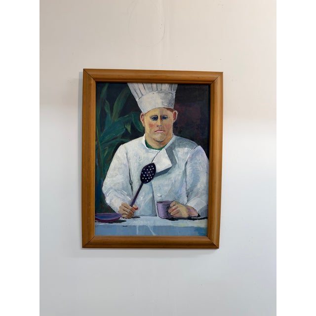 Floss Romm Dworkin Toque Wearing Chef's Portrait Painting, 1991, Yes, Chef! For Sale - Image 4 of 15