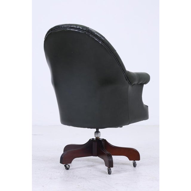 Antique Chesterfield Leather Armchair with Casters For Sale - Image 8 of 11