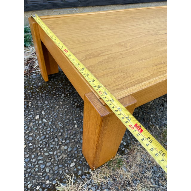 Tan 1970s Late Modern Japanese Style Low Oak Coffee Table in the Style of Tage Poulsen For Sale - Image 8 of 9