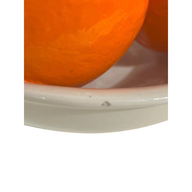 Vintage French Trompe L’Oeil Ceramic White Bowl of Oranges For Sale - Image 6 of 11
