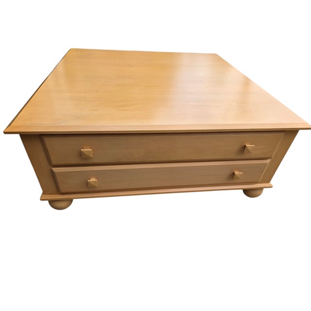 1990s Ethan Allen American Dimensions Map Case Coffee Table Storage Trunk Mission 255 For Sale - Image 11 of 18