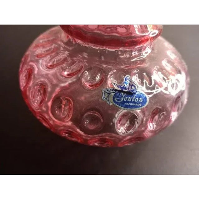 1970s 1970s Fenton Cranberry Ruffled Edge Melon Vase For Sale - Image 5 of 6