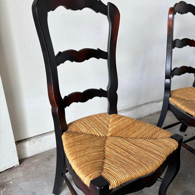 Late 20th Century Late 20th Century French Provincial Ladderback Chair Rush Seat For Sale - Image 5 of 10