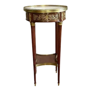 Antique 19th Century Louis XVI Style Wood/Marble Circular Side Table