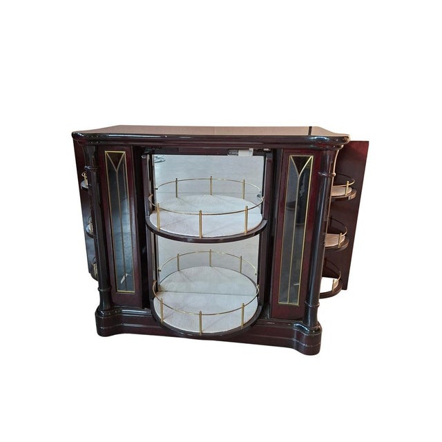 Vintage Burl Revolving Bar Cabinet in Mahogany from Mastro Cappellini, 1970s For Sale - Image 3 of 18
