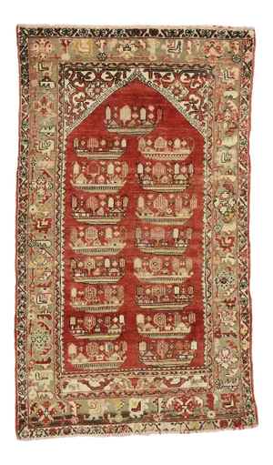 Anatolian Kirsehir Village Prayer Rug, Vintage Turkish Pictorial Rug - 03'10 X 06'07