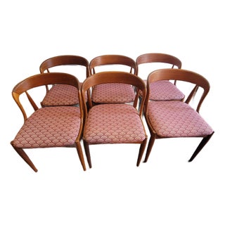 1958 Danish Modern Mid -Century Model 16 Johannes Anderson Dining Chairs Teak Set 6 For Sale