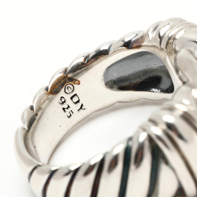 Early 21st Century David Yurman .30ctw Diamond Belmont CurbChain Ring, Sterling Silver, Ring Size 6 For Sale - Image 5 of 6