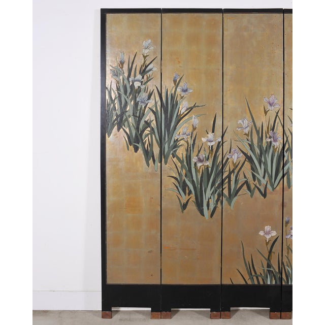 Chinese Export Coromandel Screen After Ogata Korin Irises For Sale - Image 4 of 18