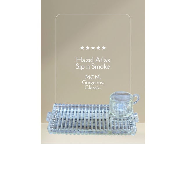 1940s Hazel-Atlas Sip and Smoke Glass Tray With Cup For Sale - Image 10 of 12