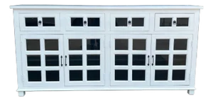 Coastal White Smoked Glass Door Credenza