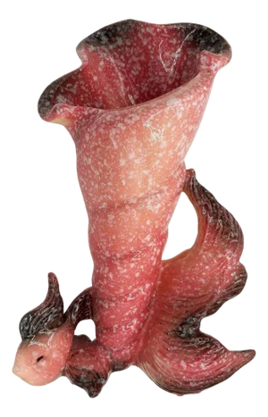 1950s Ebb Tide Vase Fish & Shell Pink Speckled Ceramic Vase by Hull Pottery