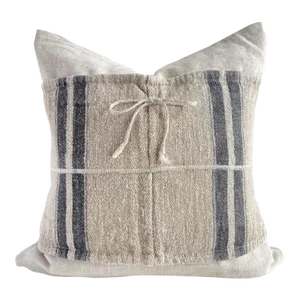 Vintage European Linen Grain Sack Pillow With Insert