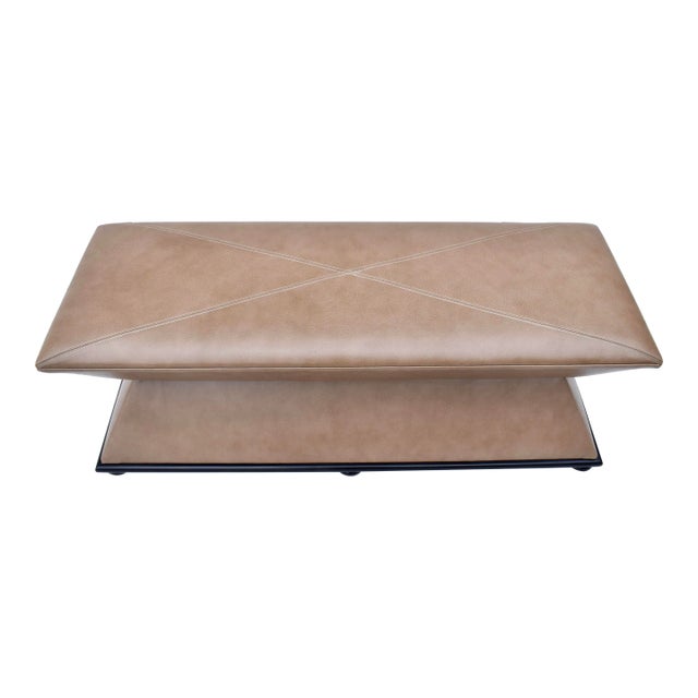Baker Furniture Hourglass Bench Ottoman With Leather Upholstery For Sale